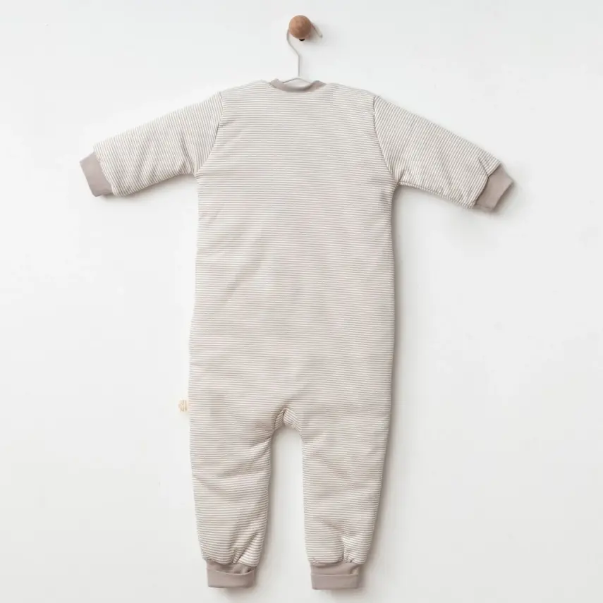 Ciccim Baby Fermuarlı Uzun Kollu Kışlık Bebek Çocuk Uyku Tulumu Çizgili Toprak 2,5 Tog - 3