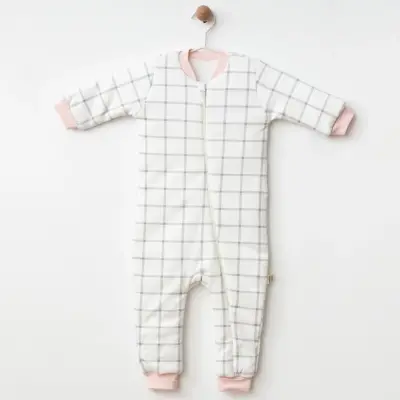 Ciccim Baby Fermuarlı Uzun Kollu Kışlık Bebek Çocuk Uyku Tulumu Ekose Gri 2,5 Tog