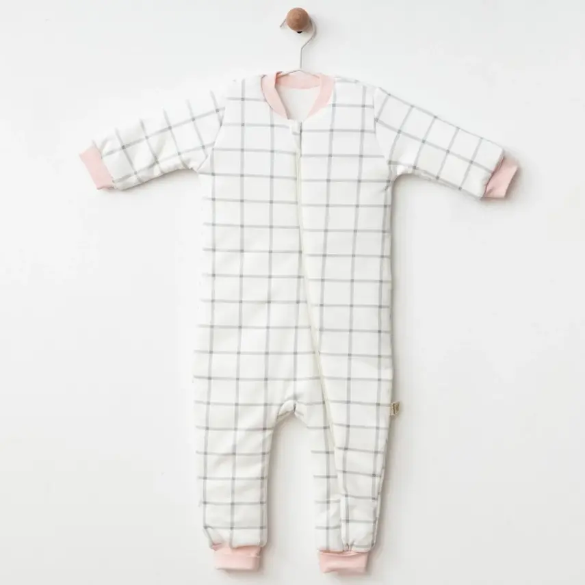 Ciccim Baby Fermuarlı Uzun Kollu Kışlık Bebek Çocuk Uyku Tulumu Ekose Gri 2,5 Tog - 1