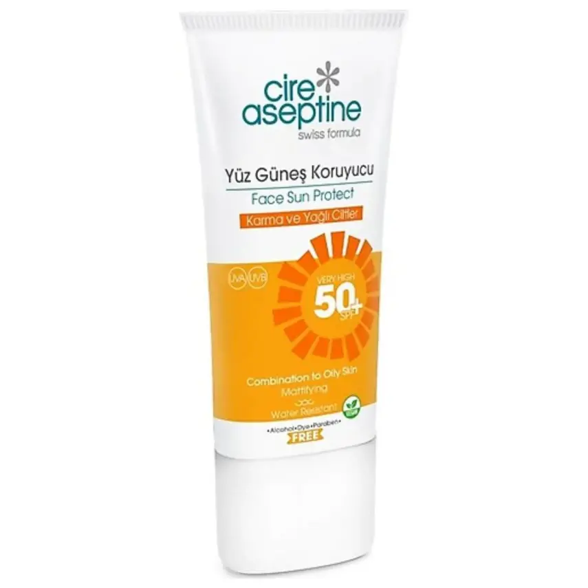 Cire Aseptine Yüz Güneş Koruyucu Karma ve Yağlı Ciltler 50 SPF 50 ml - 1