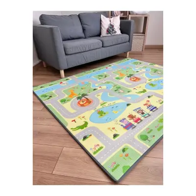 Coolmats Yeşil Parkur-Bulutlar ve Dağlar Oyun Halısı 140x100x1 - 6