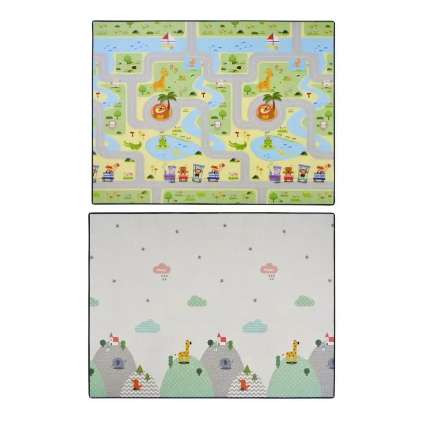 Coolmats Yeşil Parkur-Bulutlar ve Dağlar Oyun Halısı 140x100x1 - 1