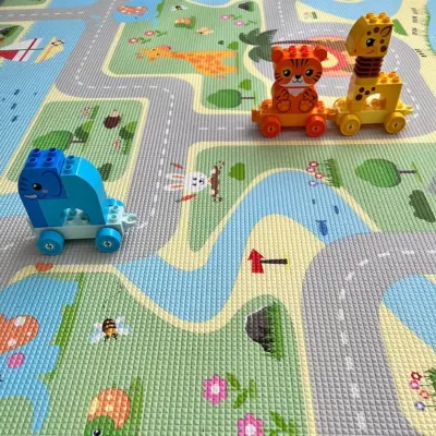 Coolmats Yeşil Parkur-Bulutlar ve Dağlar Oyun Halısı 140x200 - 2