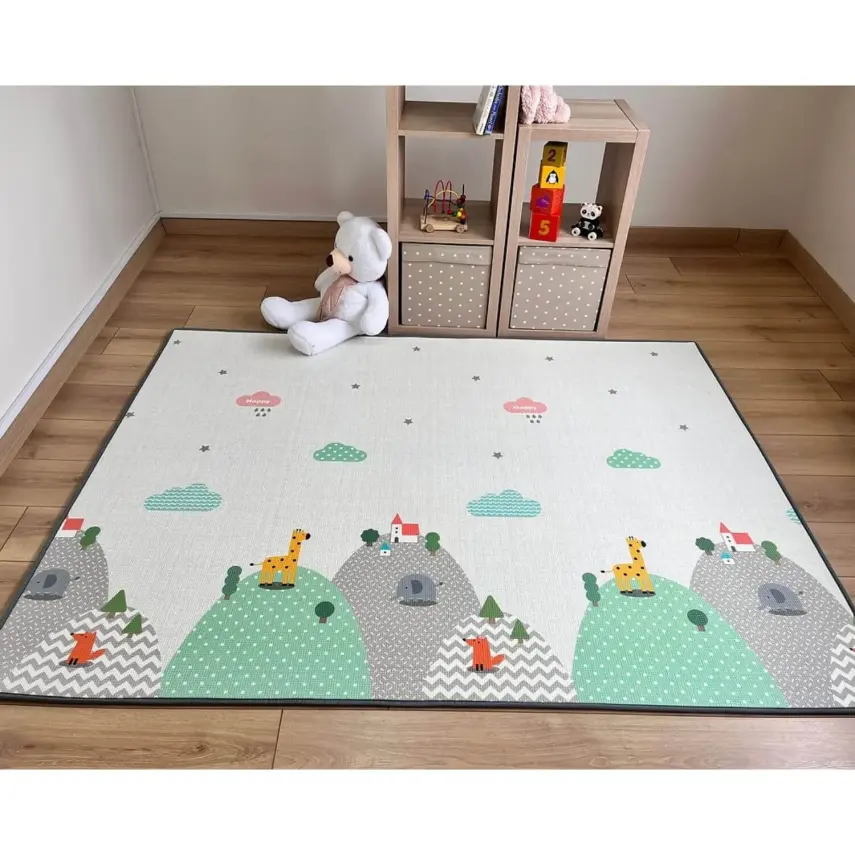 Coolmats Yeşil Parkur-Bulutlar ve Dağlar Oyun Halısı 140x200 - 4