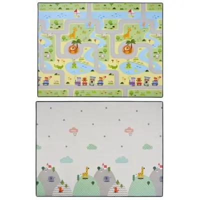 Coolmats Yeşil Parkur-Bulutlar ve Dağlar Oyun Halısı 140x200