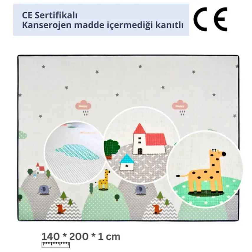 Coolmats Yeşil Parkur-Bulutlar ve Dağlar Oyun Halısı 140x200 - 7
