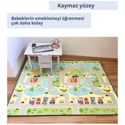 Coolmats Yeşil Parkur-Bulutlar ve Dağlar Oyun Halısı 140x200 - 3