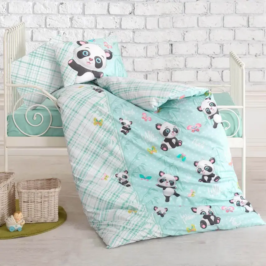 Cottonbox Bebek Nevresim Takımı Panda Mint - 1