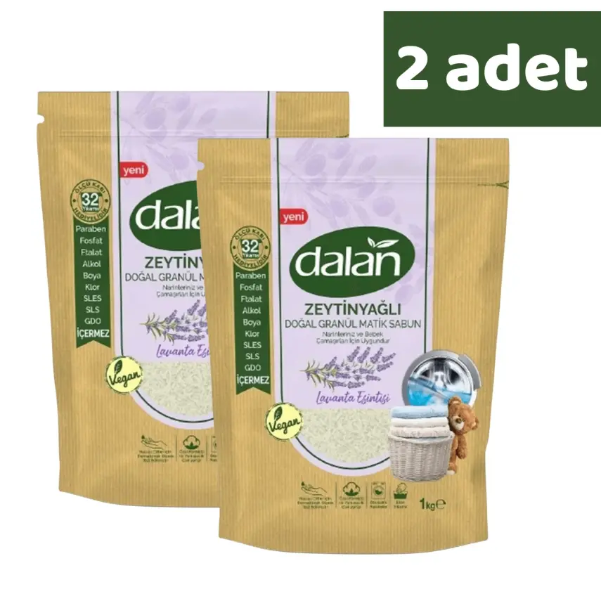 Dalan Doğal Granül Sabun Zeytinyağlı Lavanta Esintisi 1000 gr x 2 Adet - 1