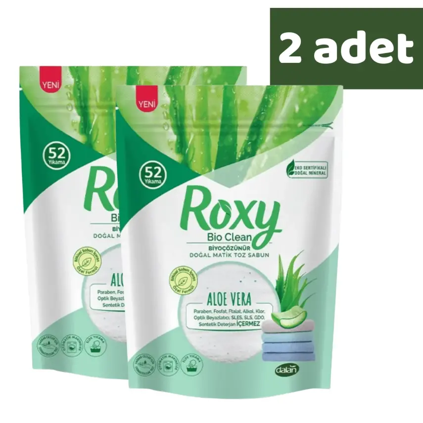 Dalan Roxy Bio Matik Clean Toz Sabun Aloe Vera 1600 gr x 2 Adet - 1