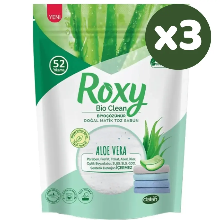 Dalan Roxy Bio Matik Clean Toz Sabun Aloe Vera 1600 gr x 3 Adet - 2