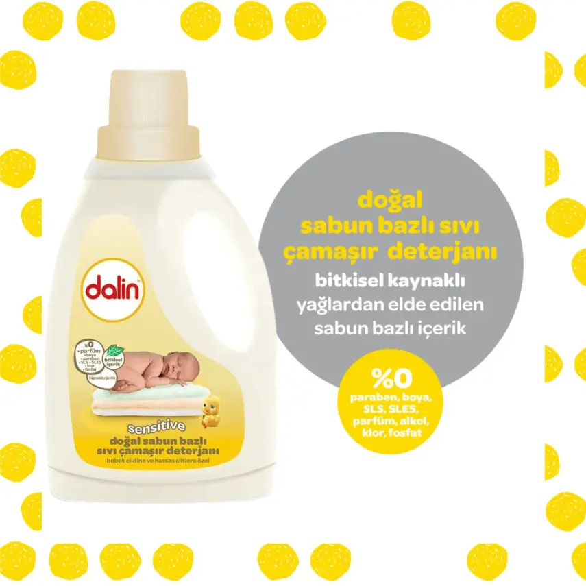 Dalin Doğal Sabun Bazlı Sıvı Bebek Çamaşır Deterjanı 1500 ml x 2 Adet - 5