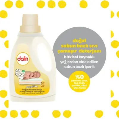 Dalin Doğal Sabun Bazlı Sıvı Bebek Çamaşır Deterjanı 1500 ml x 3 Adet - 2