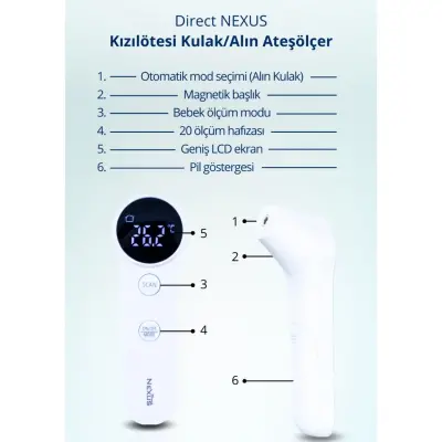 Direct Nexus Dual Kulaktan ve Alından Ateş Ölçer (Yeni) - 4