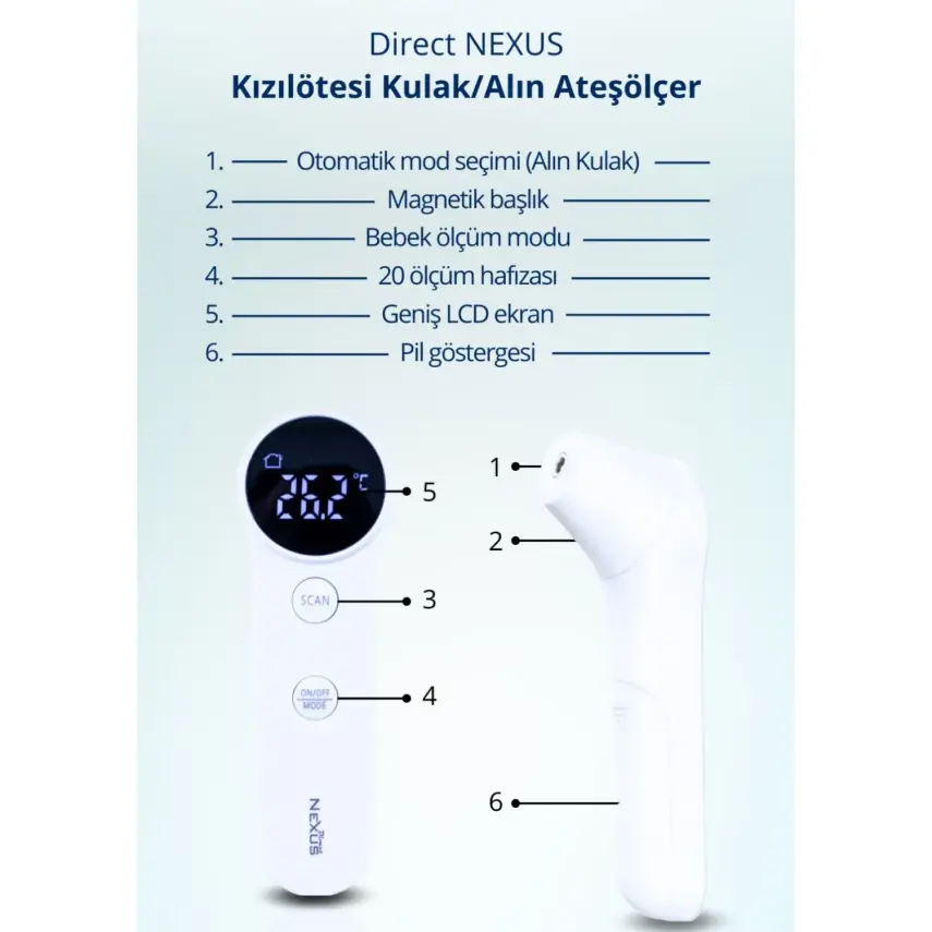 Direct Nexus Dual Kulaktan ve Alından Ateş Ölçer (Yeni) - 4