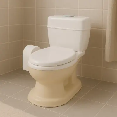 Dolu Nuve Eğitici Lazımlık Bebek Klozet Sifon Sesli Bej-Beyaz - 3