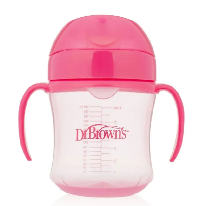 Dr Browns Alıştırma Bardağı Yumuşak Oluklu 180 ml 6+ Ay Pembe - 1
