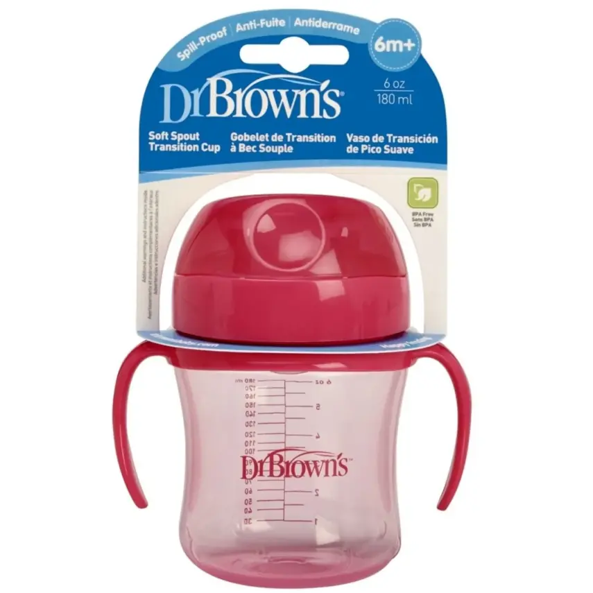Dr Browns Alıştırma Bardağı Yumuşak Oluklu 180 ml 6+ Ay Pembe - 2
