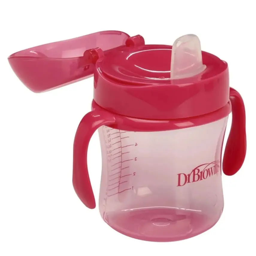 Dr Browns Alıştırma Bardağı Yumuşak Oluklu 180 ml 6+ Ay Pembe - 3