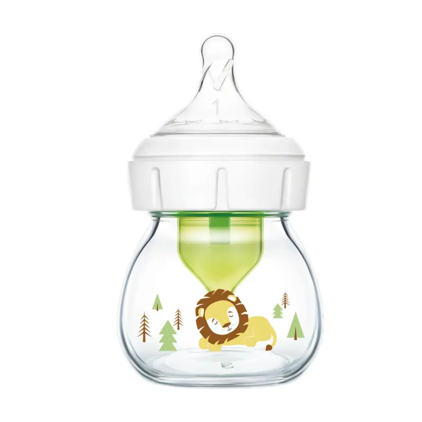 Dr Browns Geniş Ağız Anti-Kolik Options+ Desenli Cam Biberon Aslan 60 ml - 1