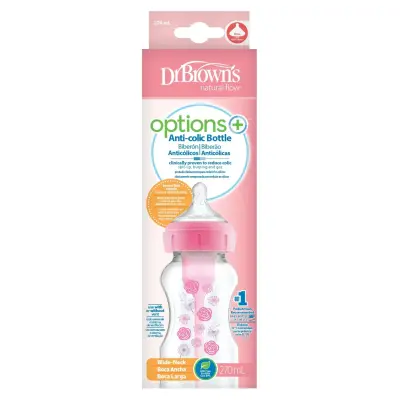 Dr Browns Options+ Geniş Ağız PP Desenli Biberon 270 ml Pembe - 2