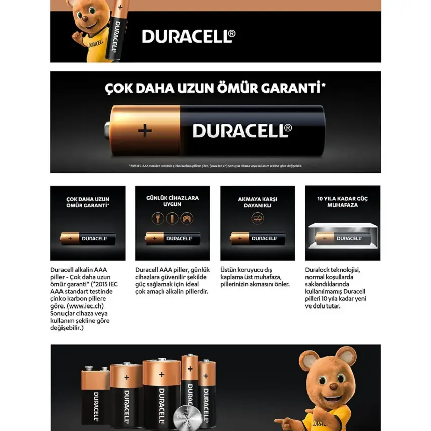 Duracell AAA İnce Kalem Pil 6+2 Li - 7