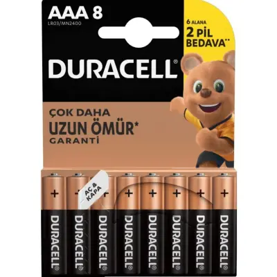 Duracell AAA İnce Kalem Pil 6+2 Li