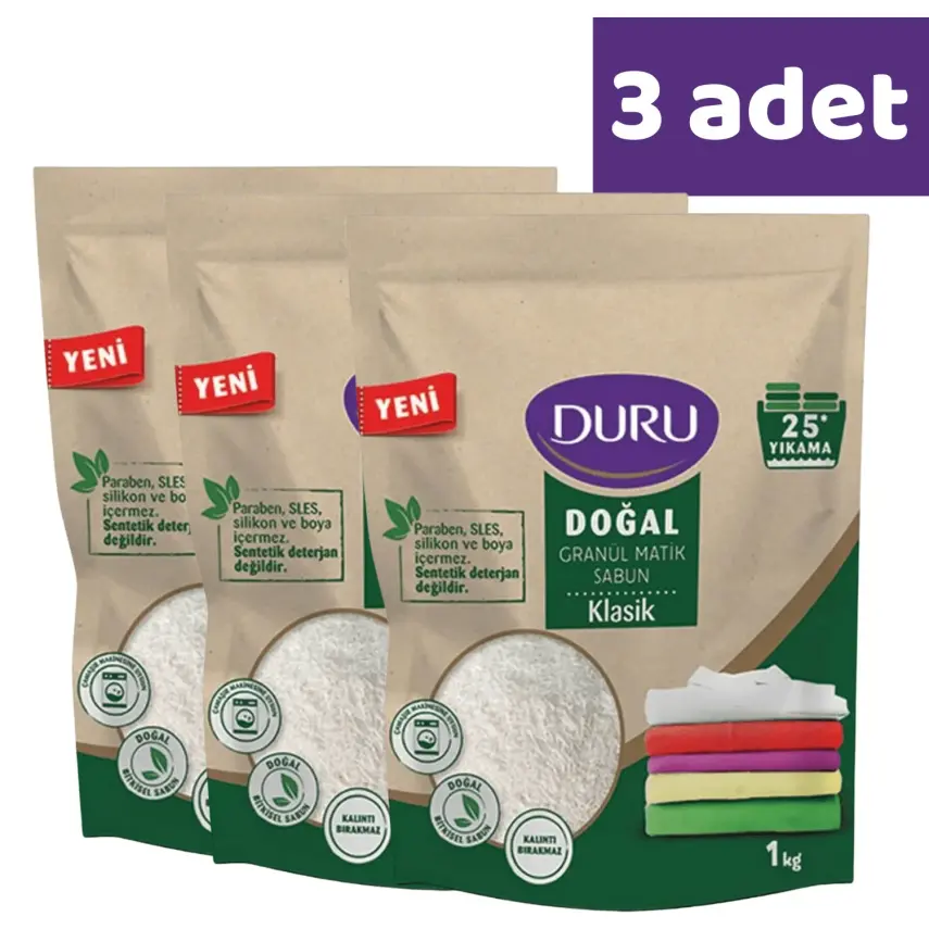 Duru Doğal Granül Matik Sabun Klasik 1000 gr x 3 Adet - 1