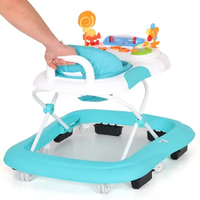 Duux Plano Oyuncaklı Müzikli 3 Kademeli Örümcek Bebek Yürüteci Turkuaz - 6