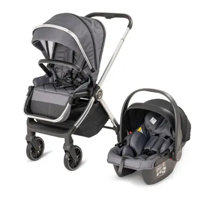 Duux Pro Max2  I-Size Çift Yönlü Kolay Katlanabilen Su Geçirmeyen Travel Sistem-Seyahat Sistem Bebek Arabası Yağmurluk Hediyeli Dark Grey