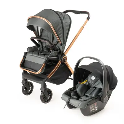 Duux Pro Max2  I-Size Çift Yönlü Kolay Katlanabilen Su Geçirmeyen Travel Sistem-Seyahat Sistem Bebek Arabası Yağmurluk Hediyeli Green