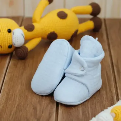 Ella Bonna Erkek Bebek Patik Müslin Mavi - 5