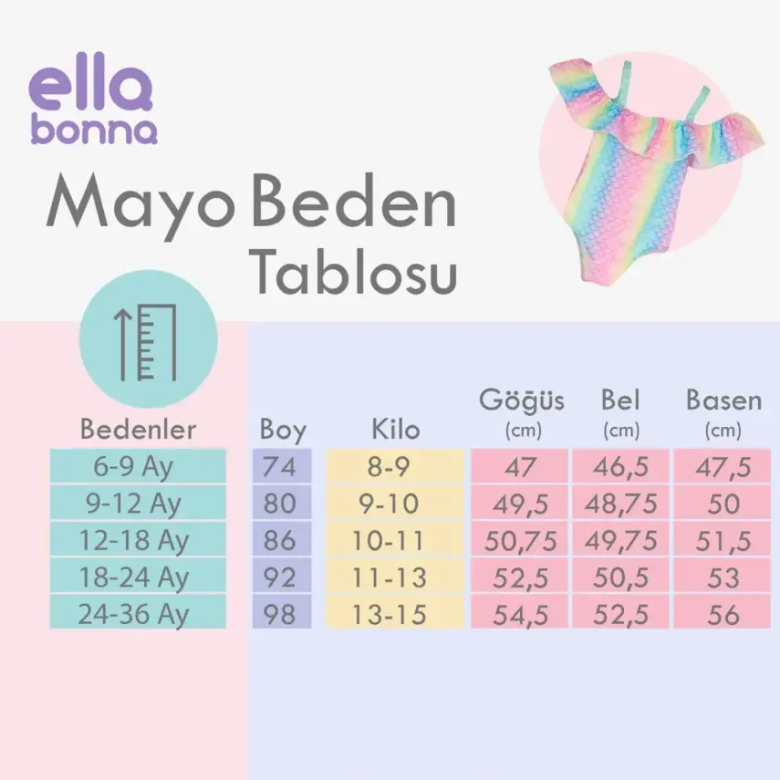 Ella Bonna Kız Bebek Mayo Gökkuşağı - 3