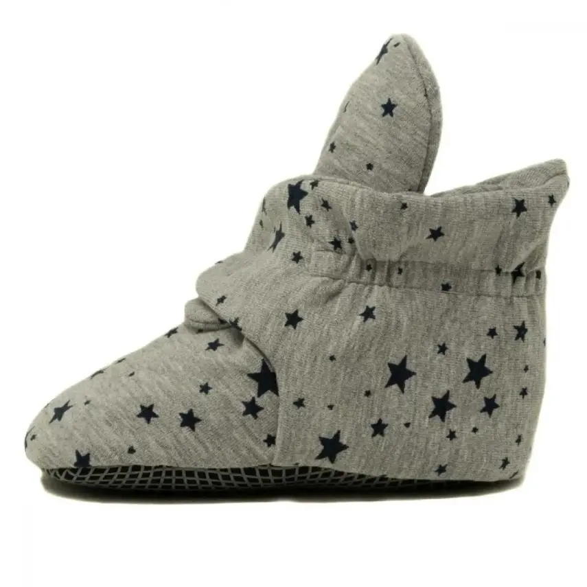 Ella Bonna Kız Patik Pamuk Organik Cotton Yıldızlı Gri - 1