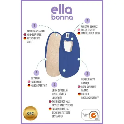Ella Bonna Unisex Deniz Ayakkkabısı Kaydırmaz Taban Lacivert - 4