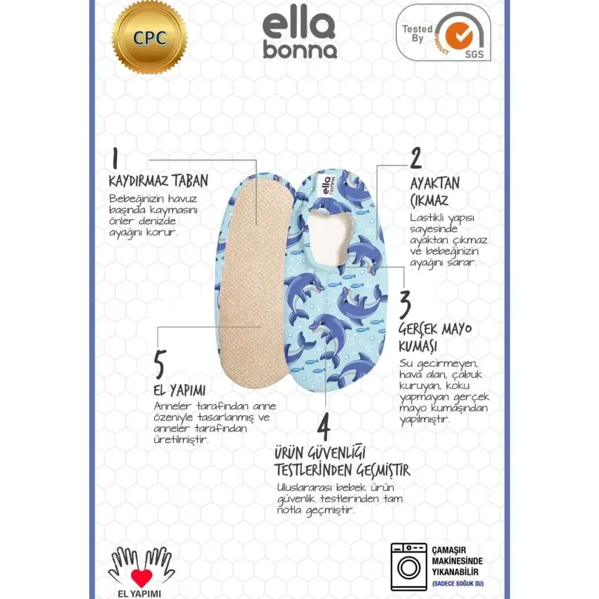 Ella Bonna Unisex Deniz Patiği Kaydırmaz Taban Çizgiler - 4