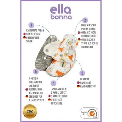 Ella Bonna Unisex Ev Botu Kaydırmaz Taban Tilki Ve Gökkuşağı - 3