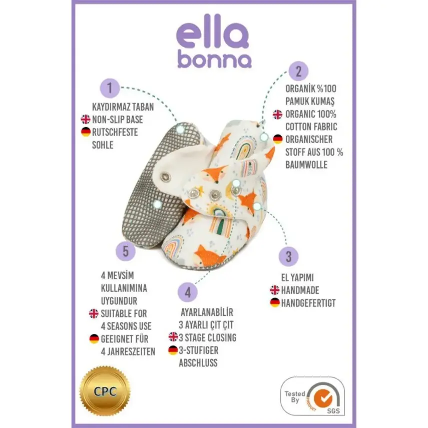 Ella Bonna Unisex Ev Botu Kaydırmaz Taban Tilki Ve Gökkuşağı - 3