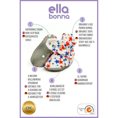 Ella Bonna Unisex Ev Botu Kaydırmaz Taban Yıldızlar - 3