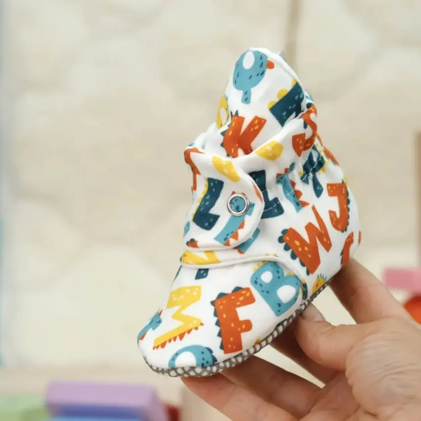 Ella Bonna Unisex Ev Botu Organik Pamuk Kaydırmaz Taban Alfabe - 2