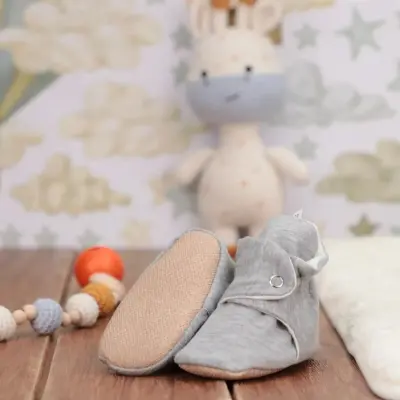 Ella Bonna Unisex Ev Botu Organik Pamuk Kaydırmaz Taban Basic Gri - 3