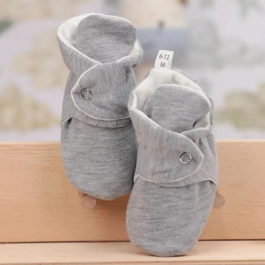 Ella Bonna Unisex Ev Botu Organik Pamuk Kaydırmaz Taban Basic Gri - 10