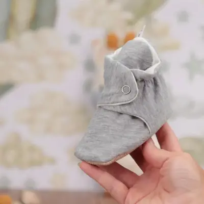 Ella Bonna Unisex Ev Botu Organik Pamuk Kaydırmaz Taban Basic Gri - 7