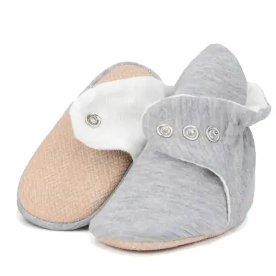 Ella Bonna Unisex Ev Botu Organik Pamuk Kaydırmaz Taban Basic Gri - 12