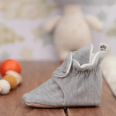 Ella Bonna Unisex Ev Botu Organik Pamuk Kaydırmaz Taban Basic Gri - 6