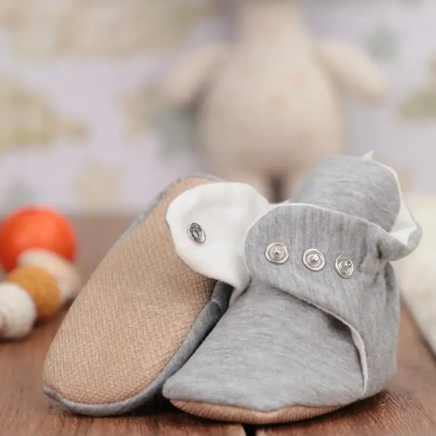 Ella Bonna Unisex Ev Botu Organik Pamuk Kaydırmaz Taban Basic Gri - 8