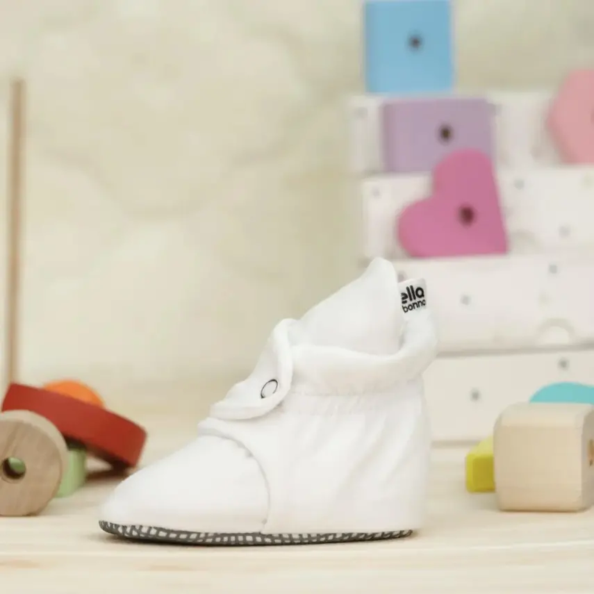 Ella Bonna Unisex Ev Botu Organik Pamuk Kaydırmaz Taban Beyaz - 6