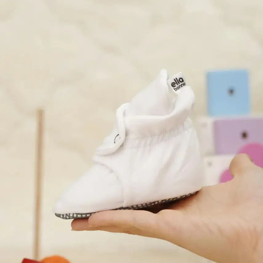 Ella Bonna Unisex Ev Botu Organik Pamuk Kaydırmaz Taban Beyaz - 4