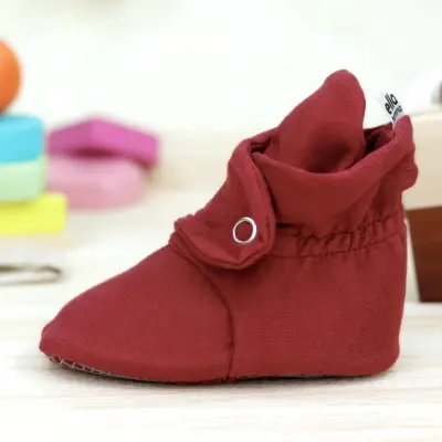 Ella Bonna Unisex Ev Botu Organik Pamuk Kaydırmaz Taban Bordo - 12