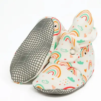 Ella Bonna Unisex Ev Botu Organik Pamuk Kaydırmaz Taban Gökkuşağı